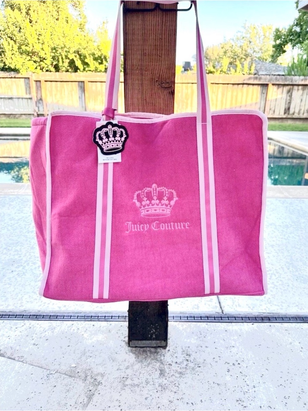 Juicy Couture Pink Beach Tote with Bathing Suit Bag